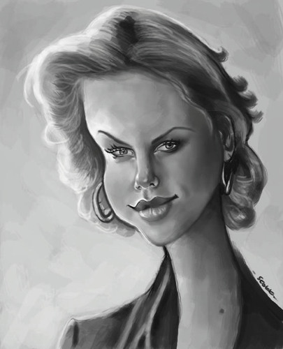 Cartoon: charlize theron (medium) by jonesmac2006 tagged charlize,theron,caricature