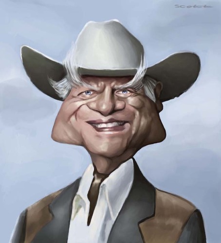 Cartoon: Larry Hagman (medium) by jonesmac2006 tagged larry,hagman,caricature