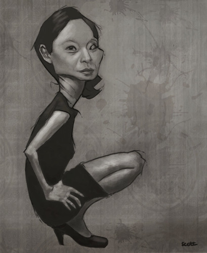 Cartoon: lucy liu (medium) by jonesmac2006 tagged caricature,liu,lucy