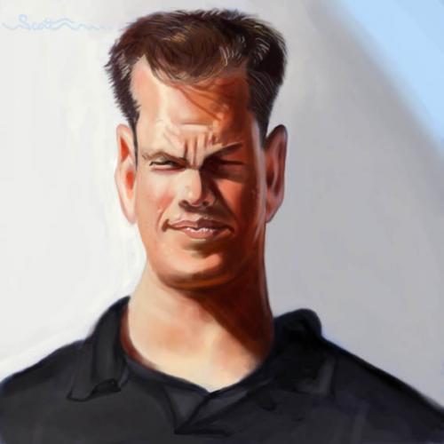 Cartoon: Matt Damon (medium) by jonesmac2006 tagged caricature