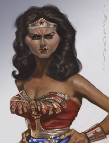 Cartoon: Wonderbabe (medium) by jonesmac2006 tagged wonder,woman,linda,carter,caricature