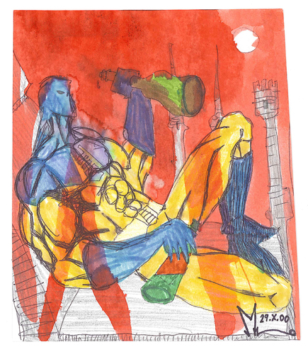 Cartoon: Capitan Verona 29.x.2000 (medium) by csamcram tagged alcool,drunk,capitan,verona,superhero,improvvisation,csam,cram,superheroes,superheroe,supereroi,supereroe,superhelden,superheld