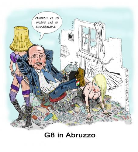 Cartoon: G8 in Abruzzo (medium) by csamcram tagged escort,photoshop,berlusconi,g8,abruzzo,terremoto,earthquake