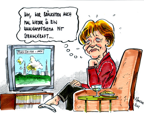 Cartoon: Strahlkraft (medium) by pianoman68 tagged merkel,japan,atomkraftwerk,katastrophe,auswirkung,auf,politik