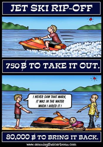 Cartoon: Jet Ski Rip Off (medium) by Mike Baird tagged ski,jet,beaten,thailand,off,rip,up