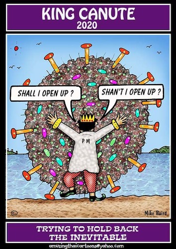 Cartoon: KING CANUTE 2020 (medium) by Mike Baird tagged king,canute,virus,corona,helpless