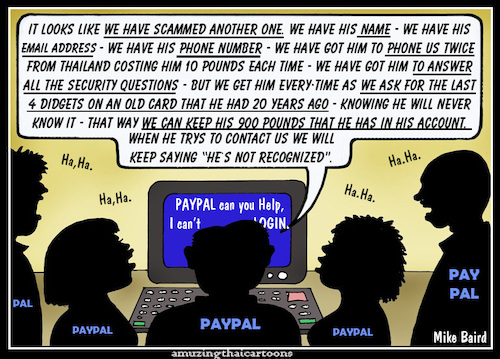 Cartoon: Machines taking Over. (medium) by Mike Baird tagged paypal,robbed,stolen,login,money