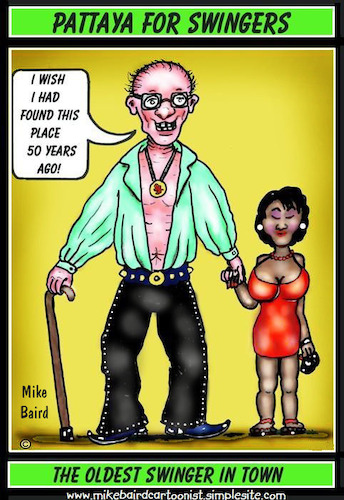 Cartoon: Oldest Swinger in Town (medium) by Mike Baird tagged thailand,holiday,old,fun