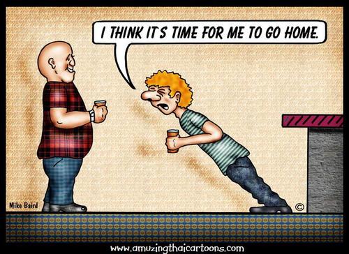 Cartoon: Time to go Home (medium) by Mike Baird tagged tried,drunk