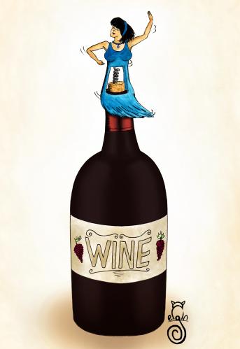 Cartoon: Corkscrew (medium) by MelgiN tagged corkscrew,wine,sarap