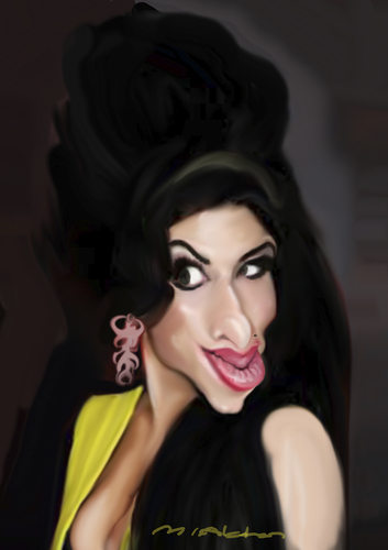 Cartoon: amy winehouse (medium) by muharrem akten tagged amy,winehouse,cartoon,caricature,sketch,humor,comic,unlu,yildiz,star