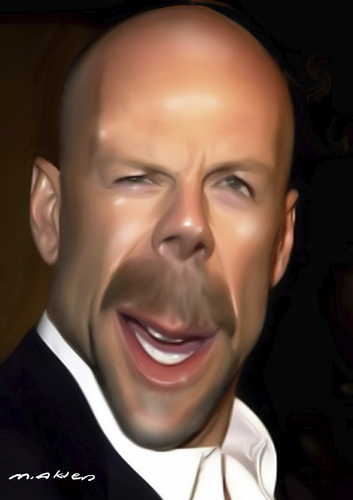 Cartoon: bruce willis (medium) by muharrem akten tagged bruce,willis,portrait,caricatüre,caricaturen,star,humor,artist,cinema