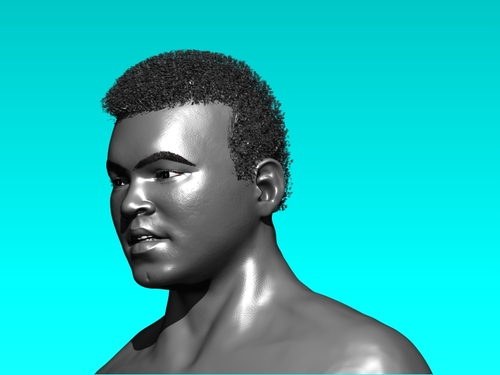 Cartoon: Muhammad Ali (medium) by muharrem akten tagged muhammad,ali,muhammet,3d,sculpting,heykel,model,zbrush,büst,üc,boyut,karikatur,caricature