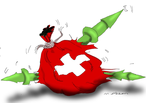 Cartoon: Switzerland minaret 2 (medium) by muharrem akten tagged switzerland,minaret,caricature,karikatur,mizah,humor,hiciv,cartoon,muharrem,akten,turkish,cartoonist