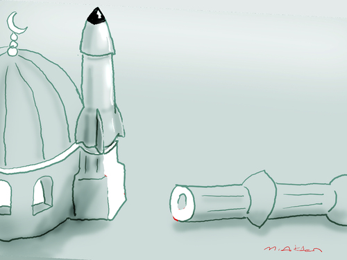 Cartoon: Switzerland minaret 6 (medium) by muharrem akten tagged switzerland,minaret,caricature,karikatur,mizah,humor,hiciv,cartoon,muharrem,akten,turkish,cartoonist