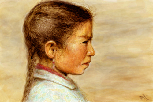 Cartoon: kazakh girl (medium) by nootoon tagged kazakh,girl,johaentges,nootoon,ilmenau