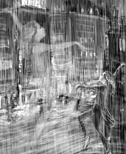 Cartoon: rain dancer (medium) by nootoon tagged ilmenau,illustrator,nootoonart,dancer,rain,germany,contemporary