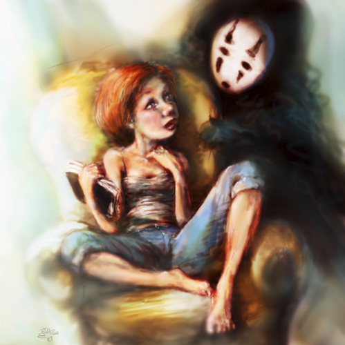 Cartoon: reading chihiro (medium) by nootoon tagged chihiro,anime,nootoon,germany,noface