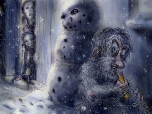 Cartoon: the hungry yeti (medium) by nootoon tagged yeti,nootoon,illustration,germany,winter,snowflakes,carrot