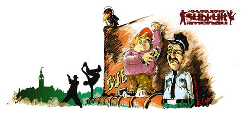 Cartoon: update subkult ilmenau 2010 (medium) by nootoon tagged subkult,ilmenau,2010,nootoon,stadtpack