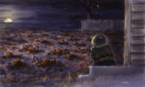 Cartoon: waiting for the great pumpkin (medium) by nootoon tagged hommage,pumpkinhead,pumpkin,peanuts,schulz,germany,illustration,nootoon