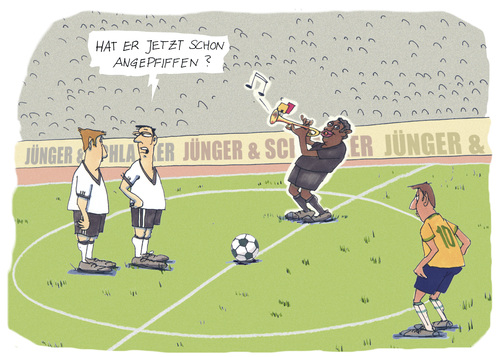 Cartoon: Anpfiff (medium) by Jünger  Schlanker tagged fussball,wm,2010,südafrika,fifa,schwarz,weiß,musik,music,soccer
