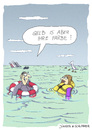 Cartoon: Fishing for compliments (small) by Jünger  Schlanker tagged katastrophe,flugzeugunglück,schiffsunglück,rettungsweste,meer,mann,frau,kompliment