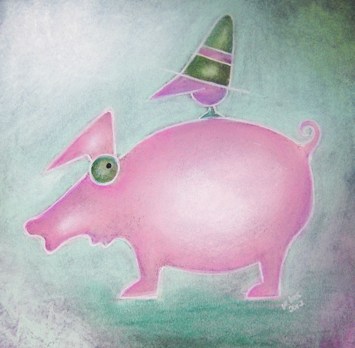 Cartoon: Blinder Passagier (medium) by ninaboosart tagged reisen,blinder,passagier,schwein,vogel,hut