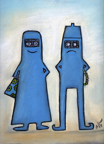 Cartoon: burka und burkard (medium) by ninaboosart tagged frauen,afghanisan,emanzipation,islam