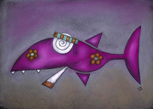 Cartoon: Highfisch (medium) by ninaboosart tagged higfisch,joint,drogen,meer,hai,wasser