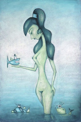 Cartoon: Jade mit Busen (medium) by ninaboosart tagged jadebusen,wattenmeer,fische,frauen