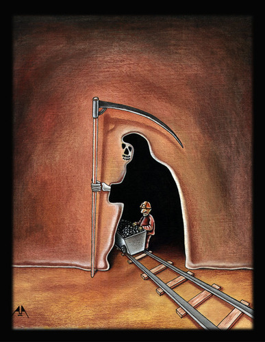Cartoon: Miner (medium) by ASKIN AYRANCIOGLU tagged miner