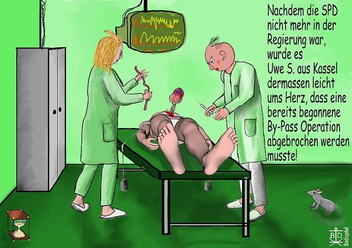 Cartoon: Die Deutschen nach der Wahl 2 (medium) by Dadaphil tagged bypass,government,lighthearted,spd,leichtes,herz,operation,regierung