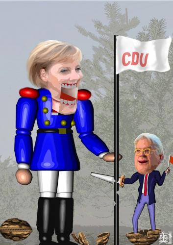 Cartoon: Waffengleichheit? Equal weapons (medium) by Dadaphil tagged merkel,steinmeier