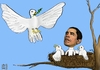Cartoon: Hope - Hoffnung (small) by Dadaphil tagged hope,hoffnung,obama,nobel,price,peace,frieden,taube,dove