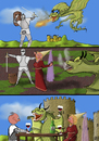 Cartoon: Peace - Frieden (small) by Dadaphil tagged dragon drachen peace frieden knight ritter wine wein