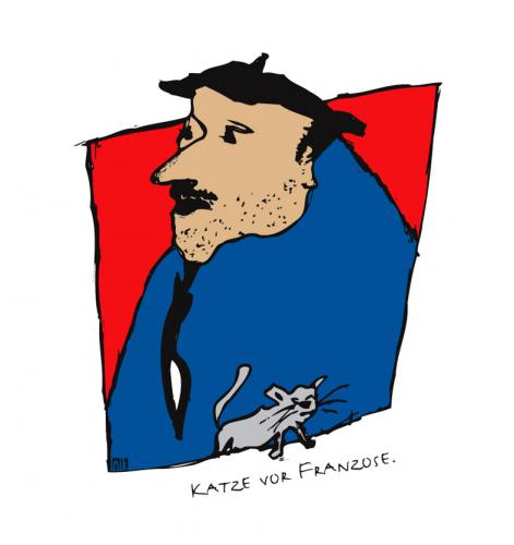 Cartoon: Katze vor Franzose (medium) by nik tagged franzosen,franzose,katze,portrait