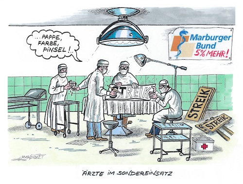 Cartoon: Ärztestreik (medium) by mandzel tagged ärzte,lohnerhöhung,streik,kliniken,ärzte,lohnerhöhung,streik,kliniken