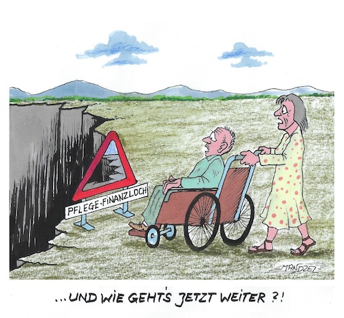 Cartoon: Allein gelassen (medium) by mandzel tagged deutschland,pflegeversicherung,finanzierung,geldmangel,rentner,überalterung,deutschland,pflegeversicherung,finanzierung,geldmangel,rentner,überalterung
