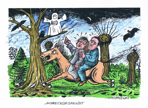 Cartoon: Angst vor der AfD (medium) by mandzel tagged afd,angst,gespenst,afd,angst,gespenst