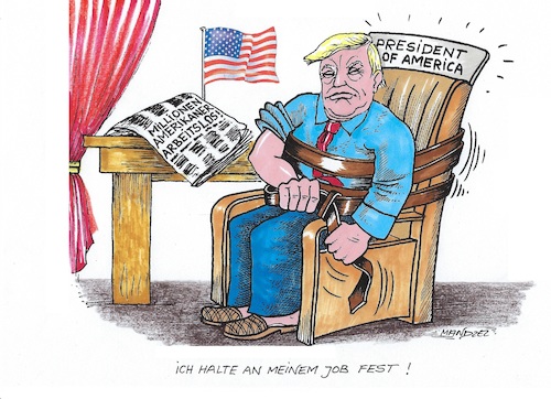 Cartoon: Angst vor der nächsten Wahl (medium) by mandzel tagged trump,corona,arbeitslosigkeit,pleiten,wirtschaft,unruhen,rassismus,jobverluste,trump,corona,arbeitslosigkeit,pleiten,wirtschaft,unruhen,rassismus,jobverluste