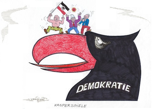 Cartoon: Anti-Corona-Demo (medium) by mandzel tagged corona,pandemie,panik,chaos,hysterie,pleiten,wirtschaft,finanzen,angst,demokratie,rechtsradikale,corona,pandemie,panik,chaos,hysterie,pleiten,wirtschaft,finanzen,angst,demokratie,rechtsradikale