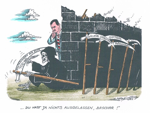 Cartoon: Assads Sündenregister (medium) by mandzel tagged syrien,assad,menschenrechtsverletzungen,tod,syrien,assad,menschenrechtsverletzungen,tod