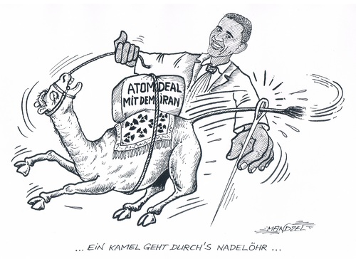 Cartoon: Atomdeal USA-Iran (medium) by mandzel tagged atomdeal,iran,usa,obama,einigung,atomdeal,iran,usa,obama,einigung