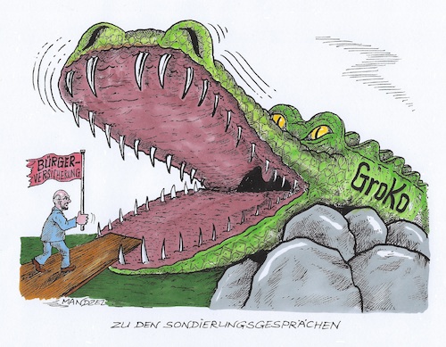 Cartoon: Auf gutem Wege... (medium) by mandzel tagged spd,union,groko,bürgerversicherung,sondirungsgespräche,spd,union,groko,bürgerversicherung,sondirungsgespräche
