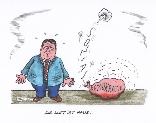 Cartoon: Auslaufmodell Sozialdemokratie (medium) by mandzel tagged sozialdemokratie,spd,gabriel,auslaufmodell,luftballon,sozialdemokratie,spd,gabriel,auslaufmodell,luftballon