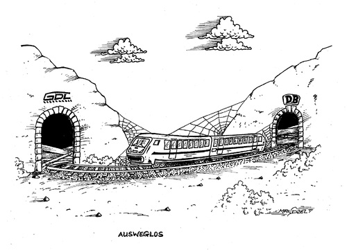 Cartoon: Bahnstreik (medium) by mandzel tagged bahnstreik,gdl,db,blockade,bahnstreik,gdl,db,blockade