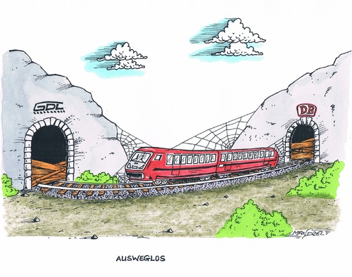 Cartoon: Bahnstreik (medium) by mandzel tagged bahnstreik,gdl,db,blockade,bahnstreik,gdl,db,blockade