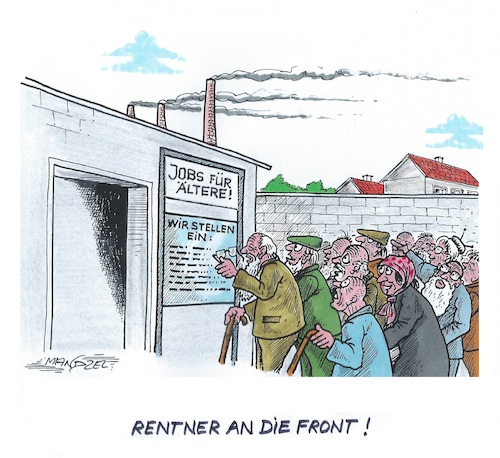 Cartoon: Bald ist es soweit...! (medium) by mandzel tagged deutschland,rentnerkasse,rentner,weiterarbeit,anreize,geldmangel,deutschland,rentnerkasse,rentner,weiterarbeit,anreize,geldmangel