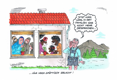 Cartoon: Deutsch-Gebot der CSU (medium) by mandzel tagged deutschgebot,familien,csu,spottgelächter,migranten,deutschgebot,familien,csu,spottgelächter,migranten